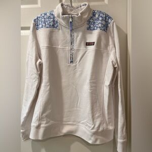 Vineyard Vines White Shep Shirt with Robins Egg Blue Shoulders size Large